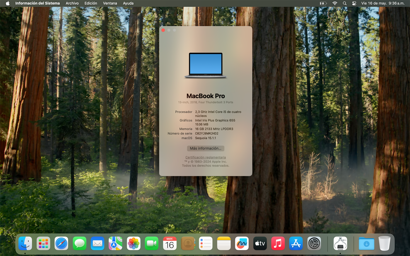 MacBook Pro Apple Ci5 16GB RAM 500 SSD 13.3" 2018