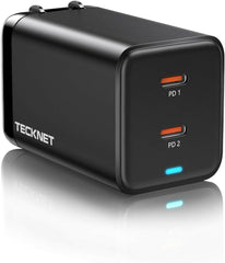 Cargador TECKNET Tipo C (USB-C) de 45W GaN, Carga Rápida PPS con Doble Puerto