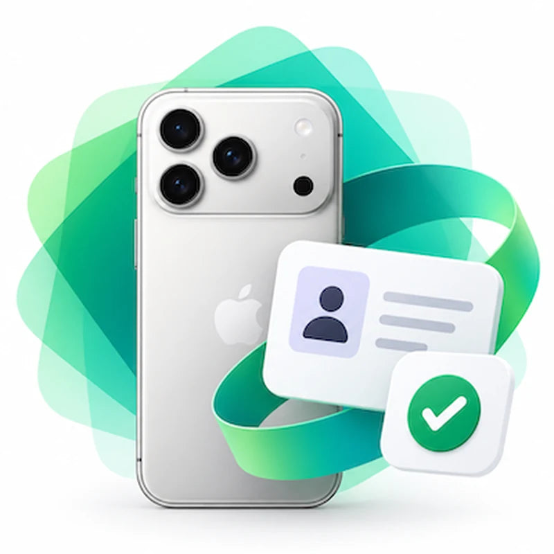 Celular reacondicionado con una cédula y un visto bueno de aprobación
